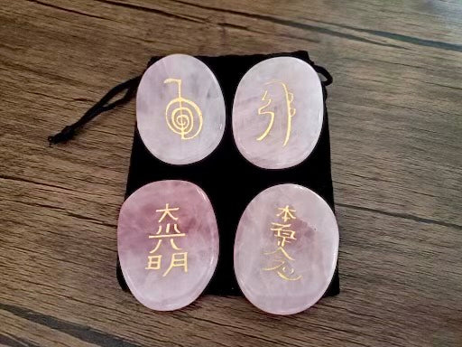 Rose Quartz Reiki Stone 4pc Set