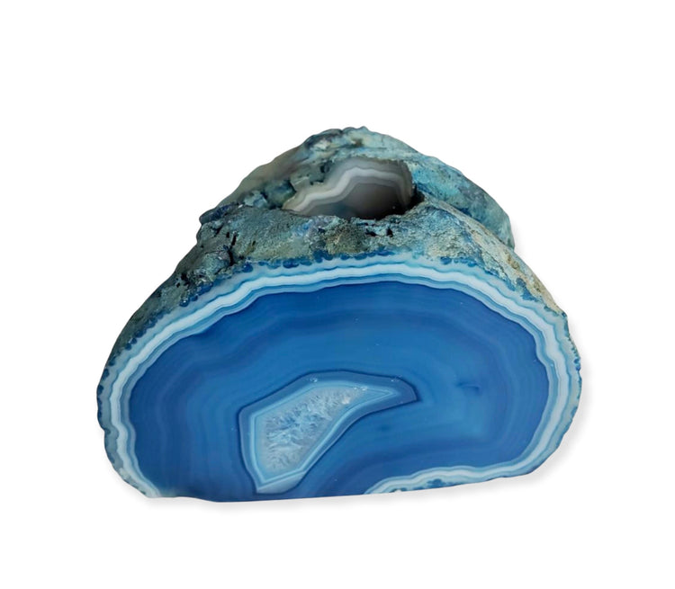 Natural Raw Blue Agate Tealight Candleholder