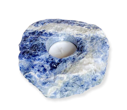 Natural Raw Blue Sodalite Tealight Candleholder