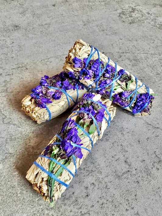 White Sage Stick w/ Indigo Flowers