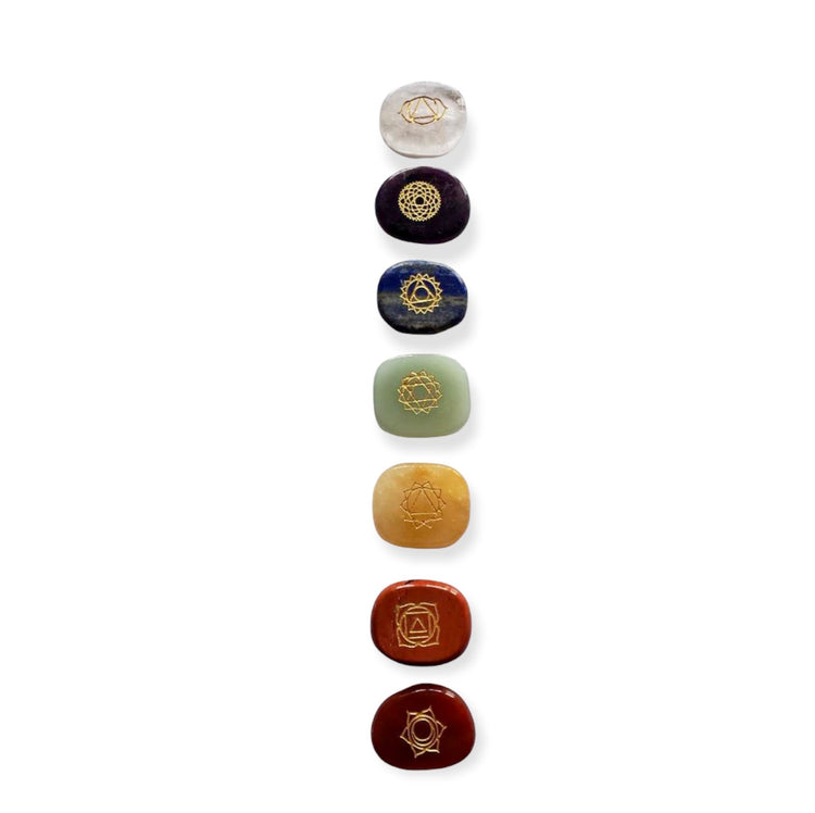 Chakra Engraved Flatstone Set / 7pc bag